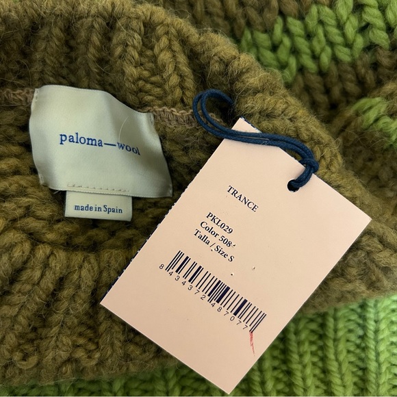 Paloma Wool Alpaca Blend Sweater Trance Green Brown Striped Chunky Pullover - Picture 8 of 10